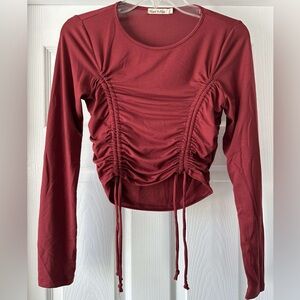 Heart and Hips Long Sleeve Maroon Crop Top